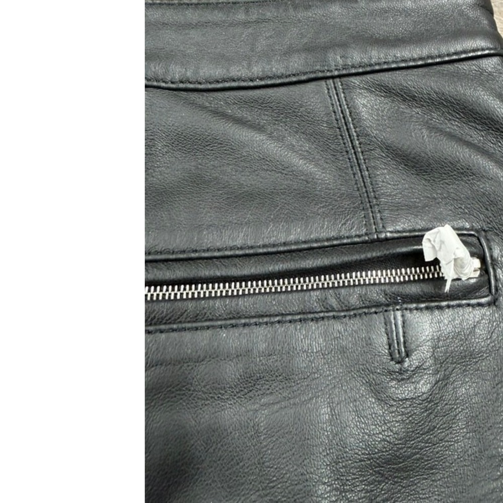 Rag & Bone Black Leather Mini Skirt White Stripes Zip Pockets SZ 10 NEW NO TAG - Picture 15 of 15